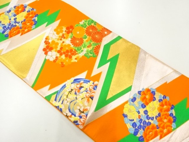 JAPANESE KIMONO / FUKURO OBI / WOVEN FLOWER & MATSUKAWABISHI 